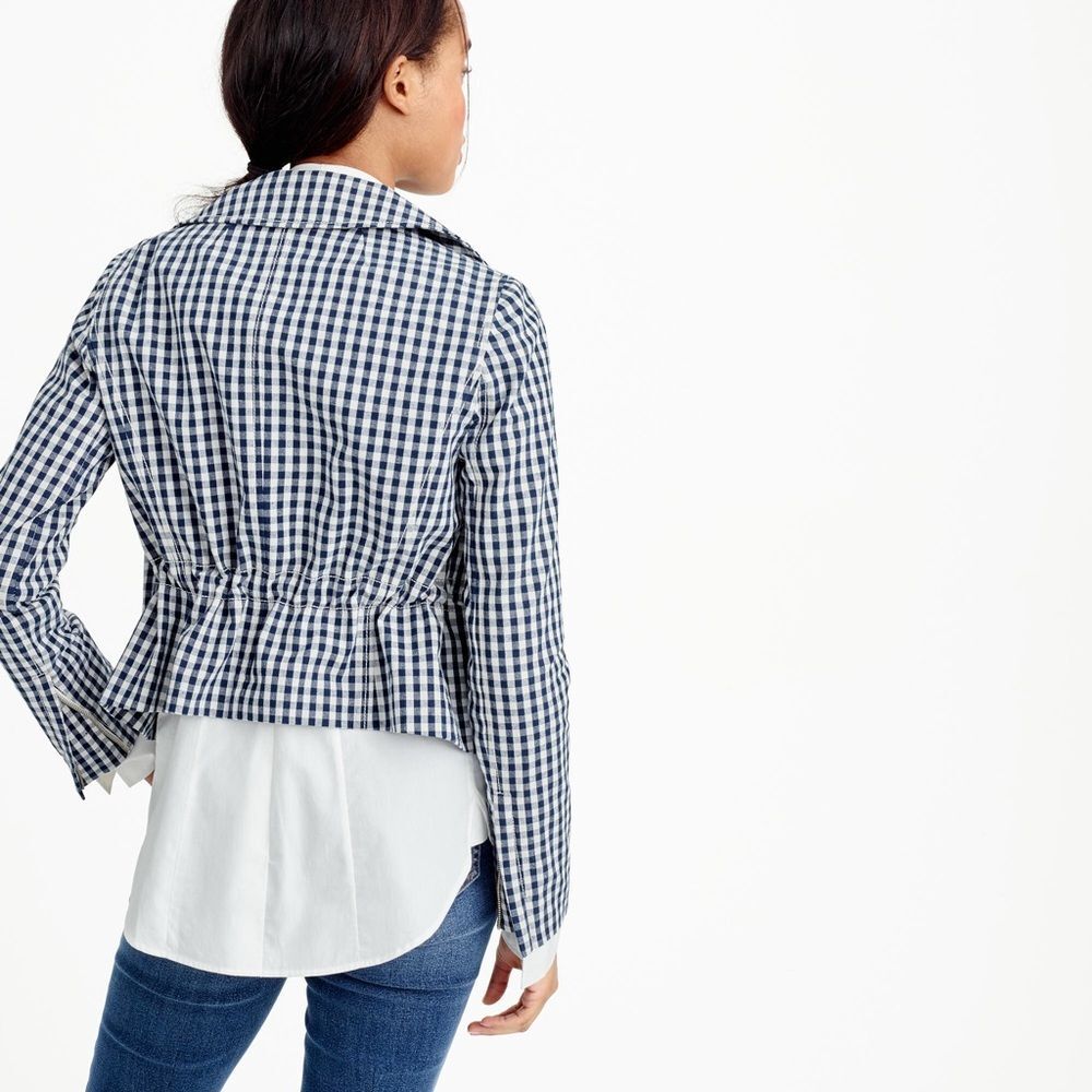 J. Crew Motorcycle jacket in gingham - Picture 4 of 8